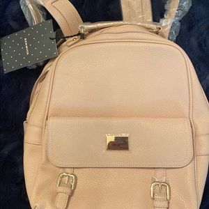 Pink leather backpack purse